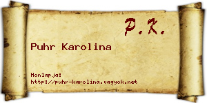 Puhr Karolina névjegykártya
